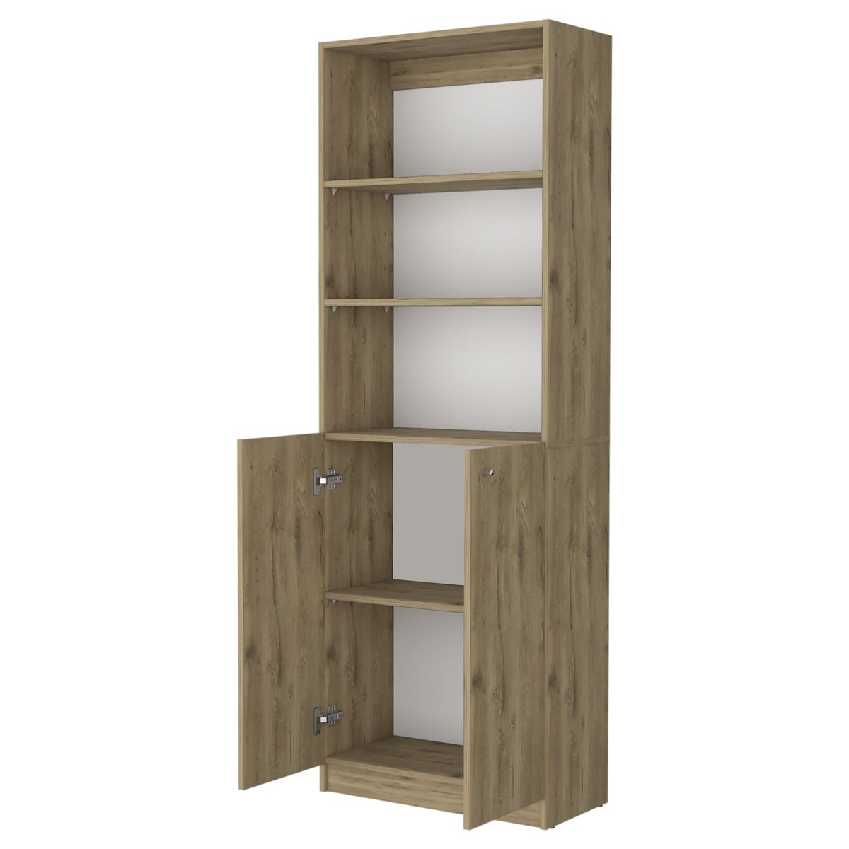 FMFURNITURE - Librero Estante 2 Puertas Melamina Fm-020C Cafe Claro
