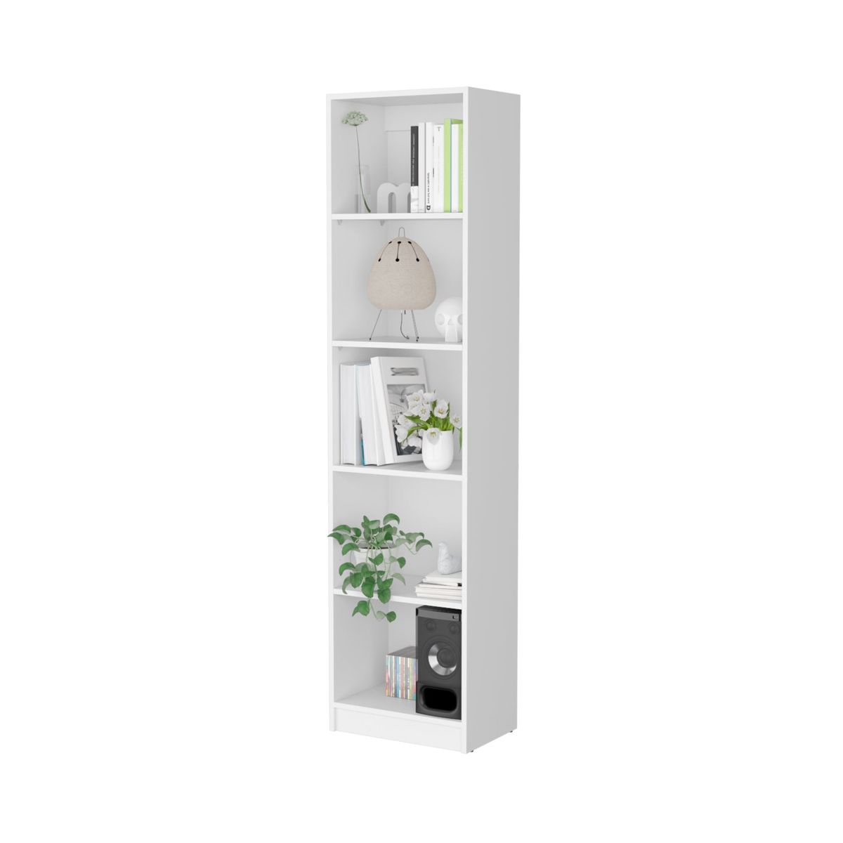 FMFURNITURE - Librero Estante 5 Repisas Melamina Fm-018B Blanco