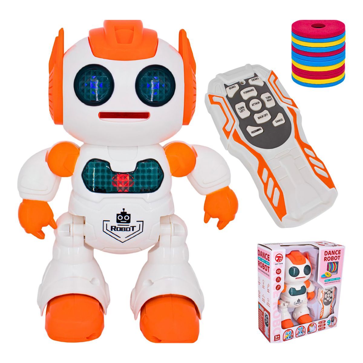 GENERICO - Robot Lanza Discos Con Control Remoto Camina Luces Y Sonido