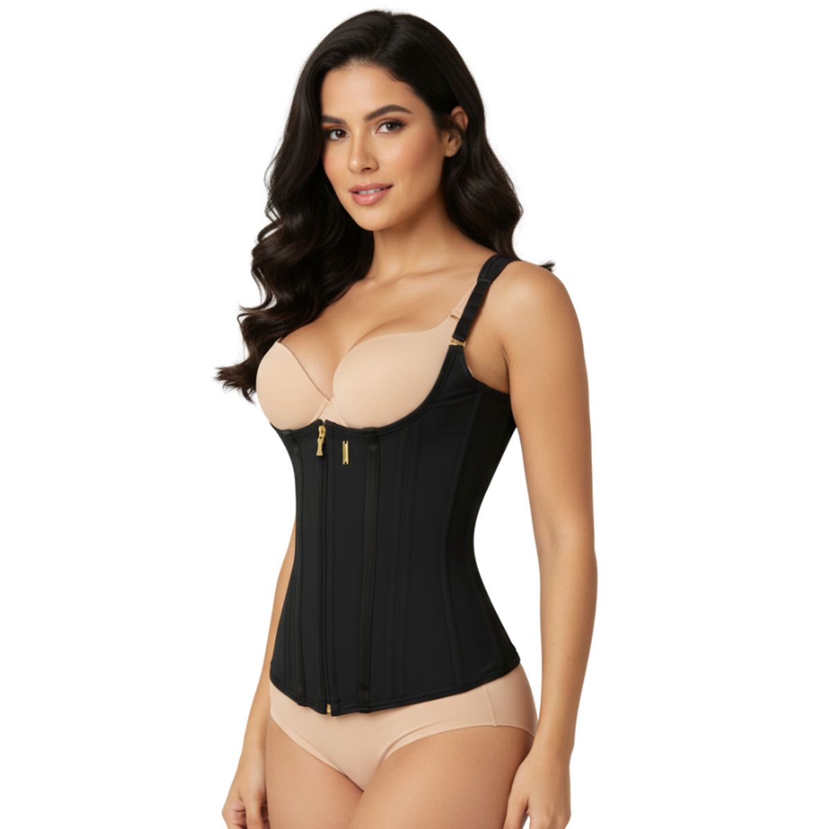 GENERICO - FAJA CORSET CHALECO POWERNET COSTILLERO 17 VARILLAS DE METAL DORADO