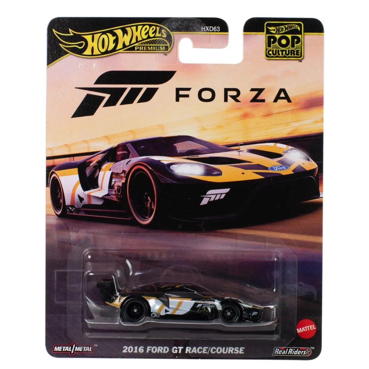 HOT WHEELS - Hot Wheels Premium Forza 2016 Ford GT Race Course negro Llantas de Goma RR