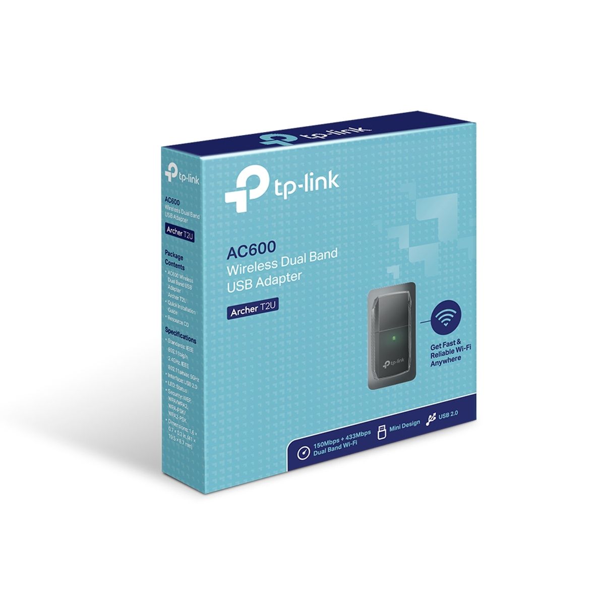 TP LINK - Adaptador USB inalámbrico WIFI 5 AC600 Doble banda - Archer T2U