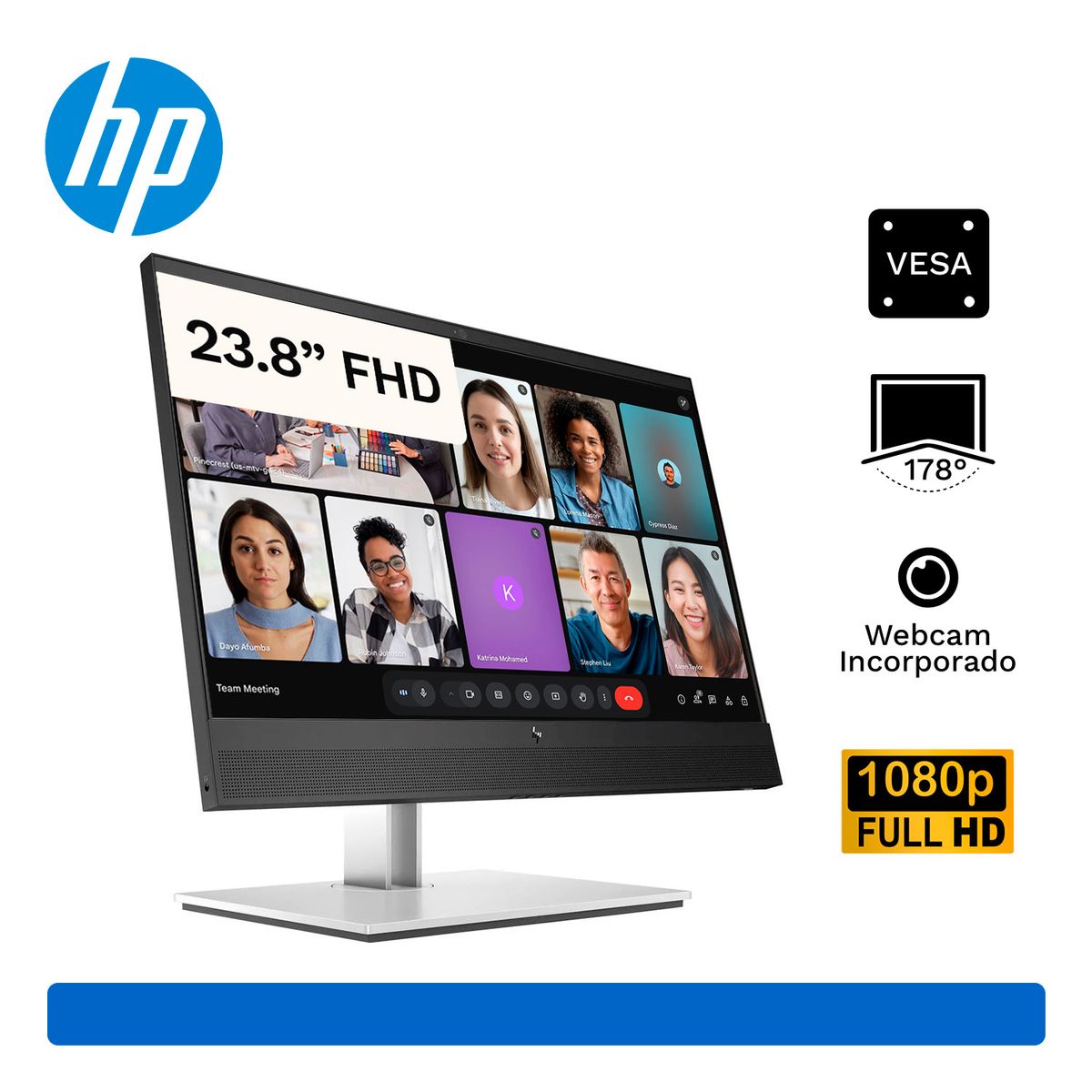 HP - Monitor HP Mini-in-One 24FHD 238 IPS Webcam 2MP USB Tipo C DP 12 Altavoces de 2W VESA Black