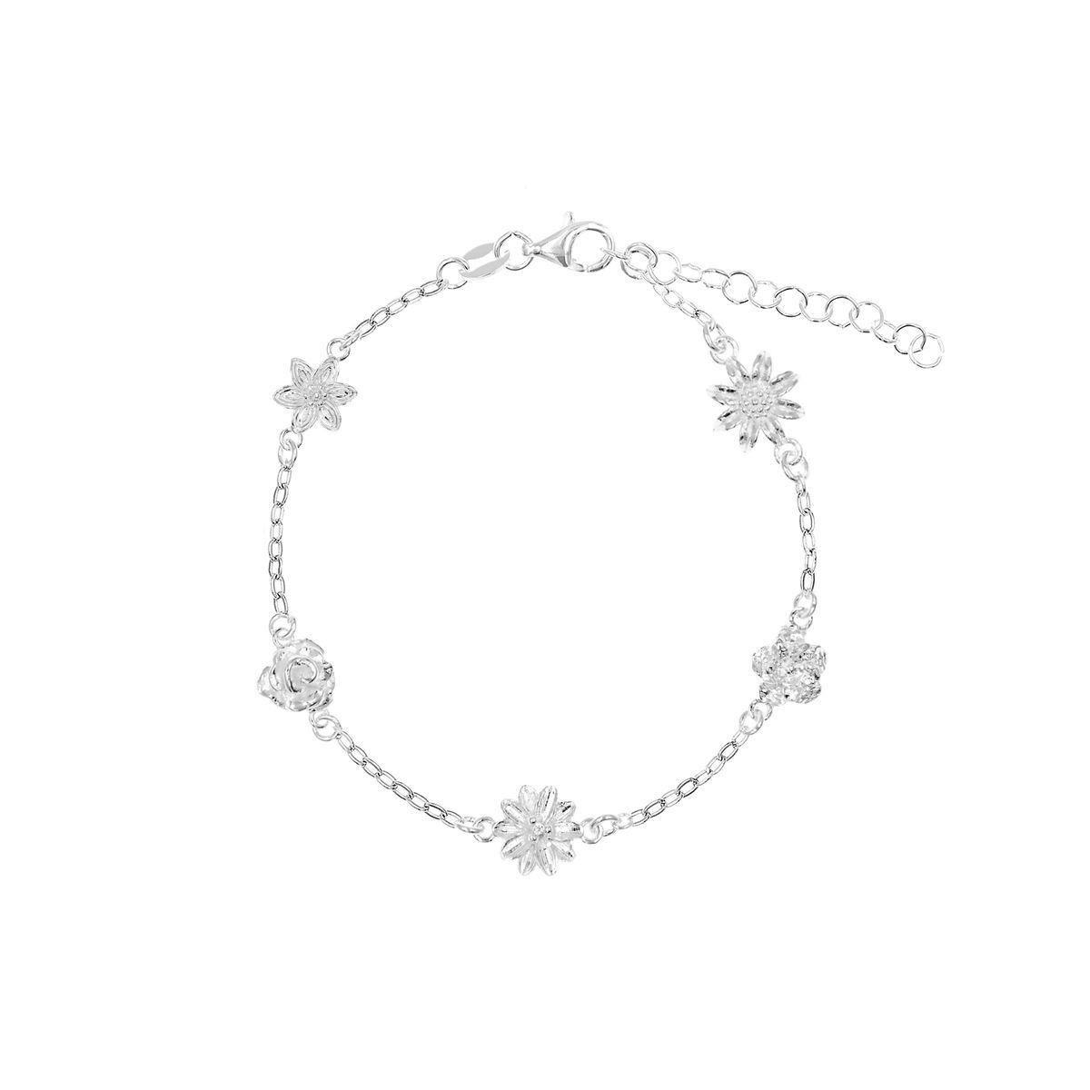 BALIQ - Pulsera Flores Plata 925