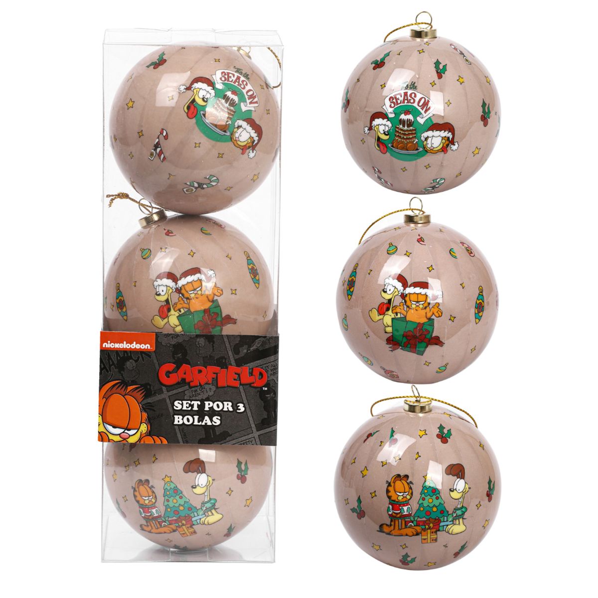 GARFIELD - Set Bolas Navidad Arbol Garfield X3 unds 8cm Modelo 3
