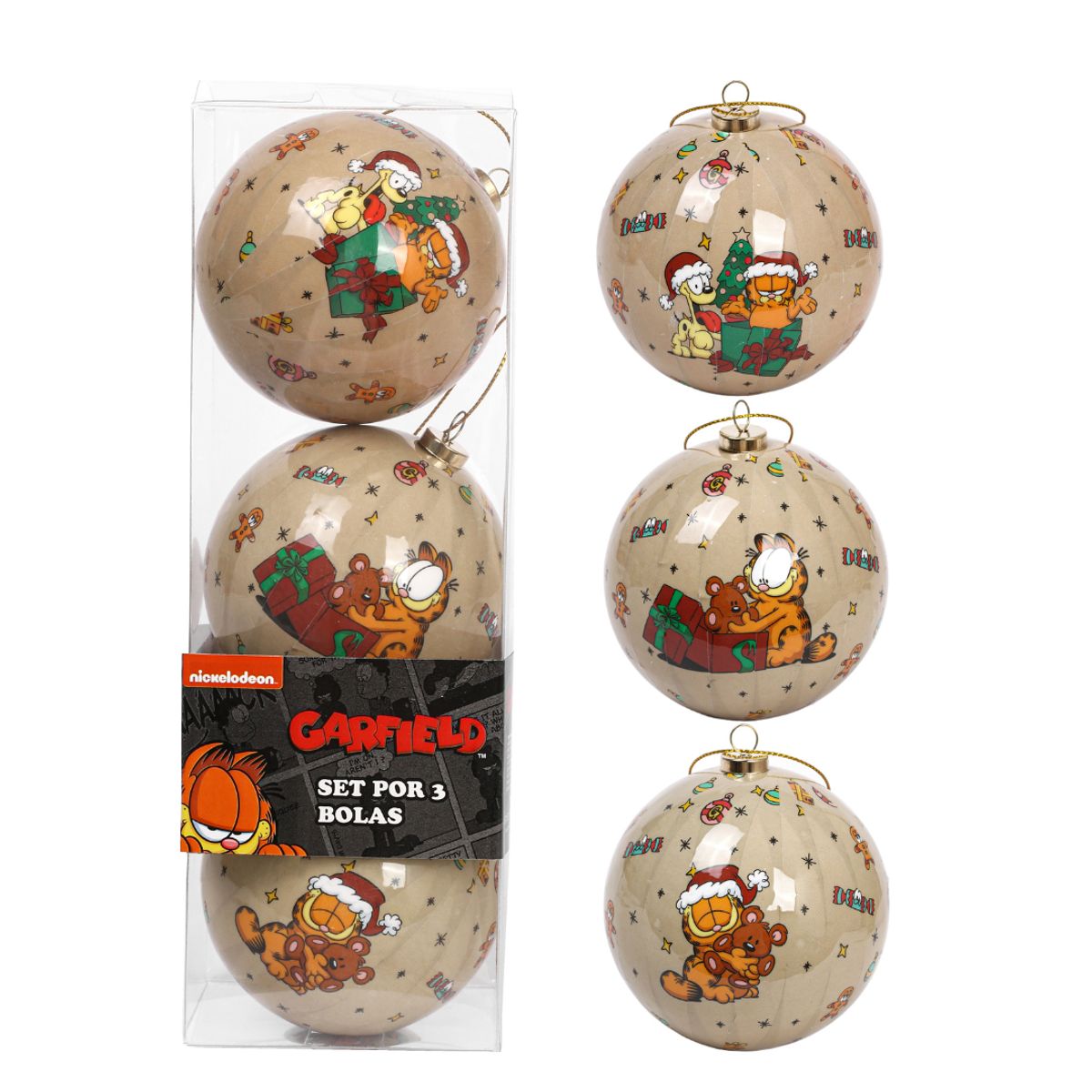 GARFIELD - Set Bolas Navidad Arbol Garfield X3 unds 8cm Modelo 3