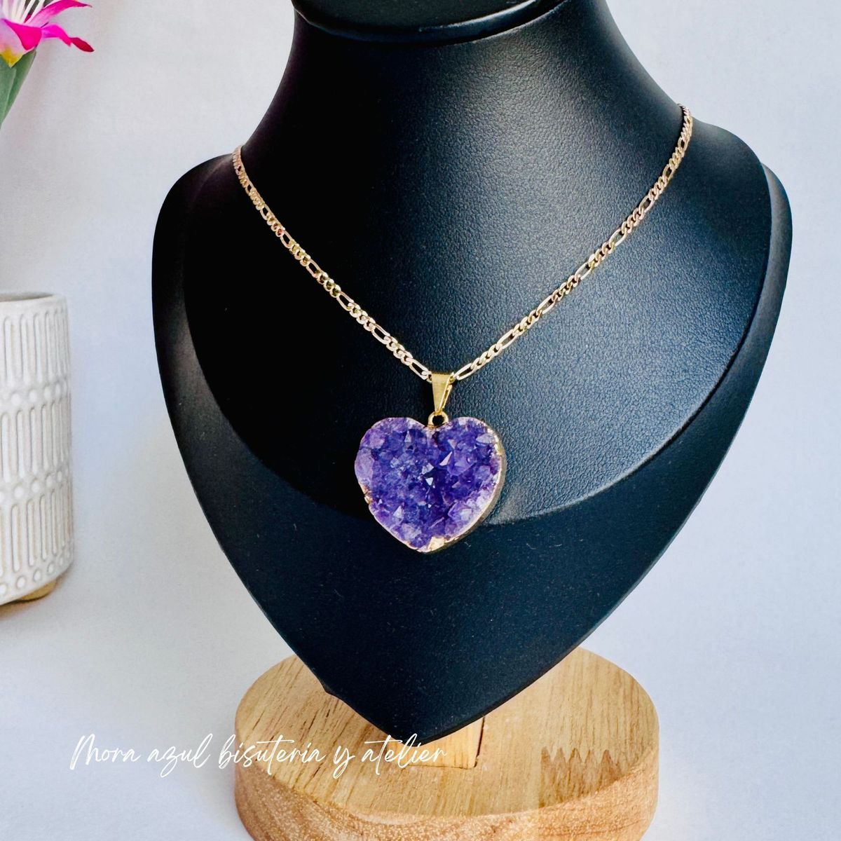 GENERICO - Collar de drusa amatista natural - Joyas de Mora azul