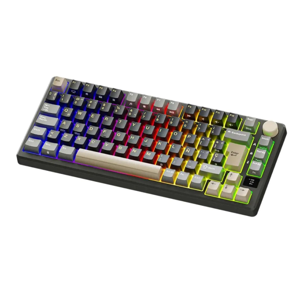 ROYAL - Teclado Royal Kludge RK-M75 Inalambrico PHANTOM - BROWN SWITCH