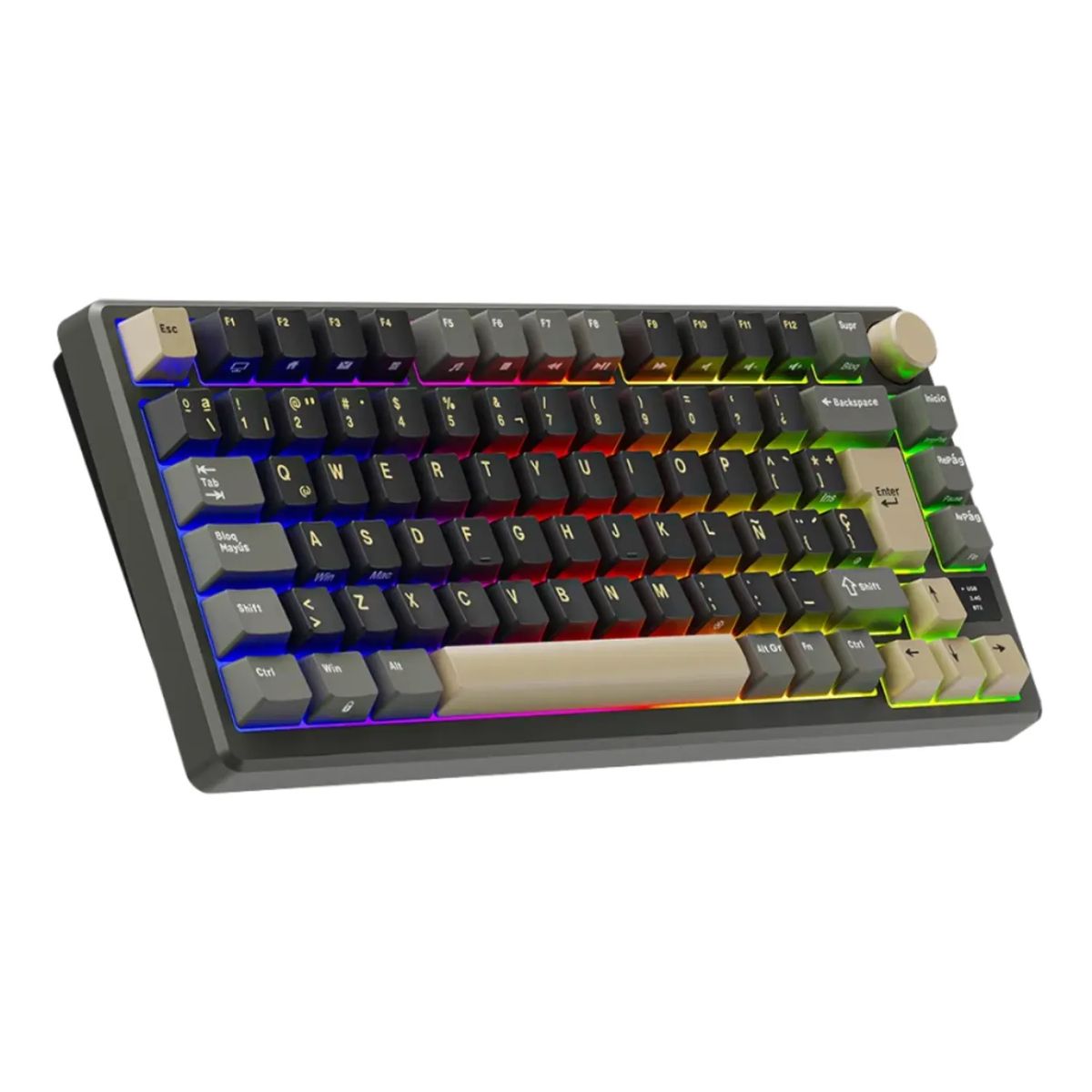 ROYAL - Teclado Royal Kludge RK-M75 Inalambrico PHANTOM - BROWN SWITCH