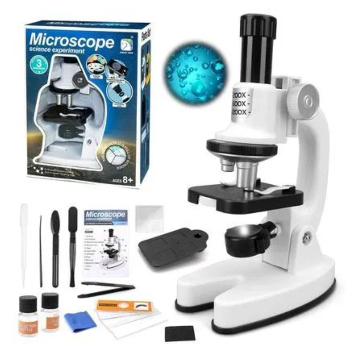 GENERICO - Set Microscopio para Niños con Luz LED +15 Accesorios