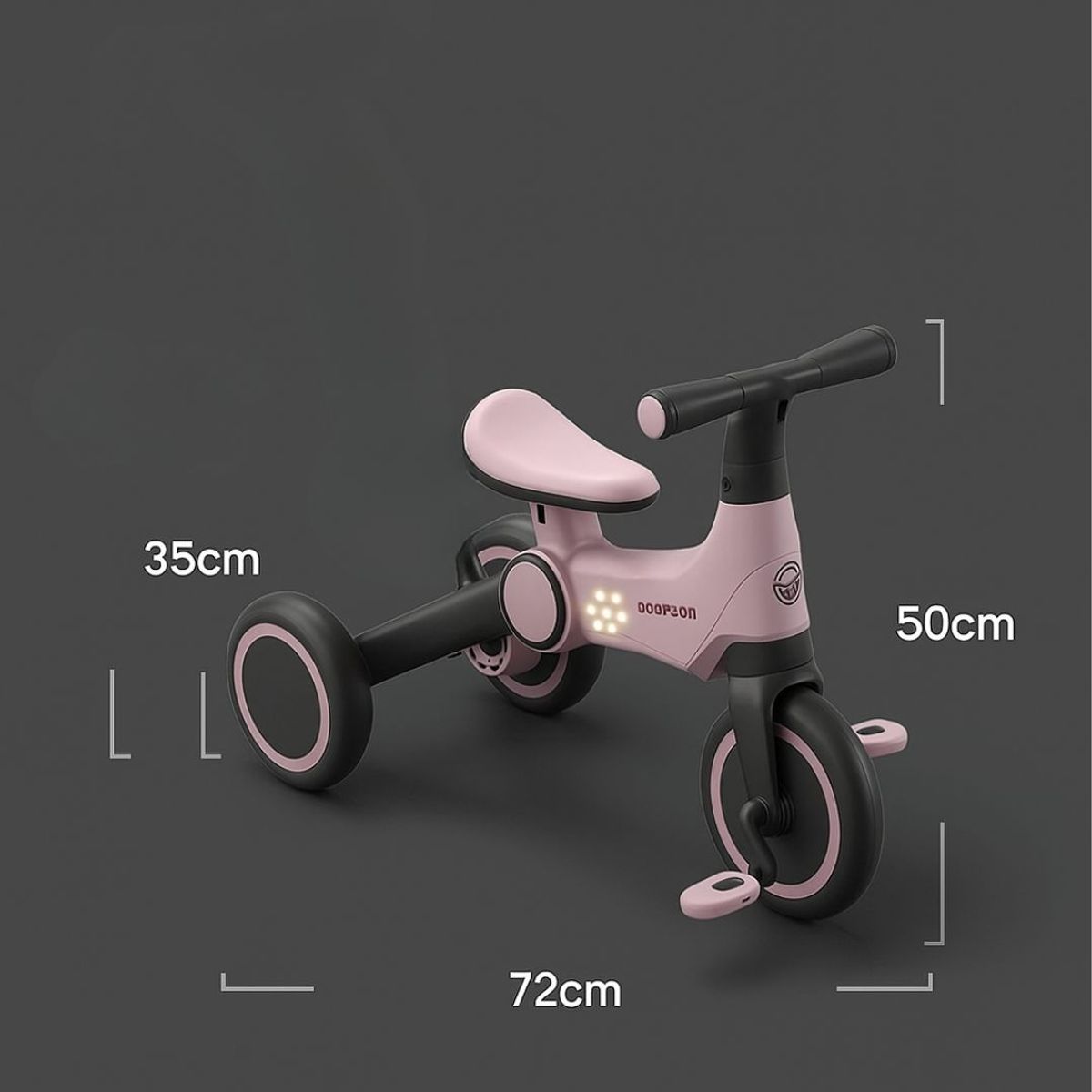 GENERICO - Triciclo Bicicleta Plegable 3 en 1 Musical & Luz para Niños en Rosado