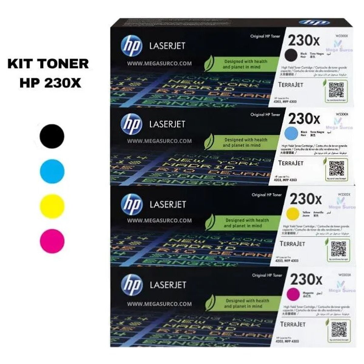 HP - KIT DE TÓNER HP 230X 4 COLORES MAGENTA YELLOW CYAN BLACK