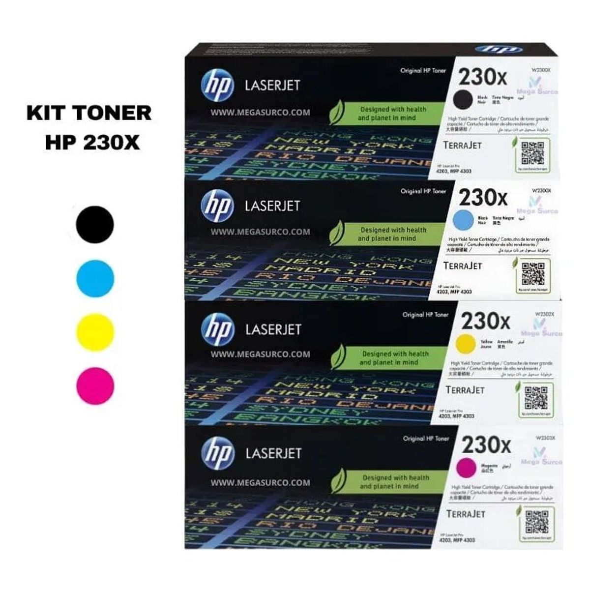 HP - KIT DE TÓNER HP 230X 4 COLORES MAGENTA YELLOW CYAN BLACK