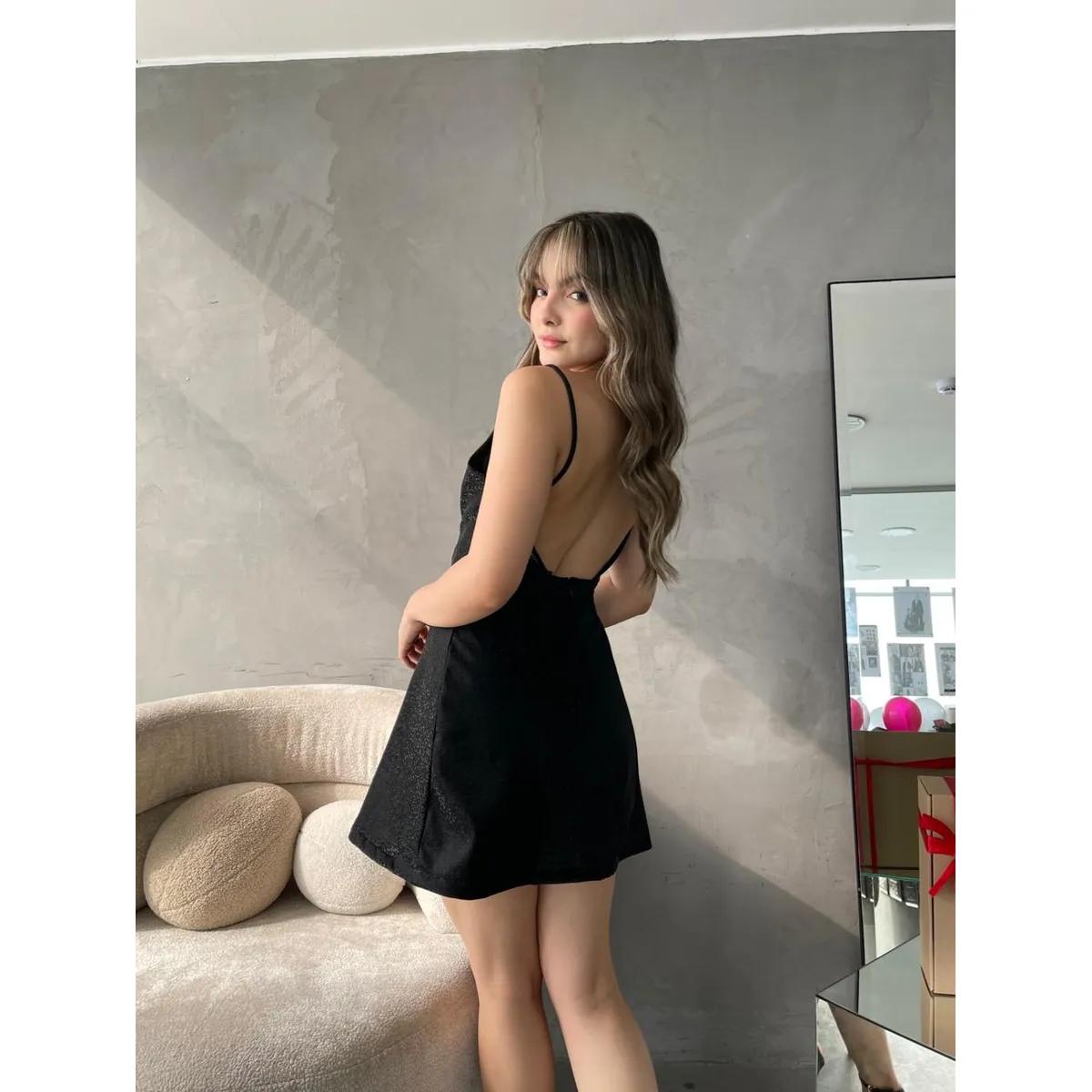 ALLEZ COLLECTION - VESTIDO BRUNELA CON BRILLO ELEGANTE CASUAL - MUJER