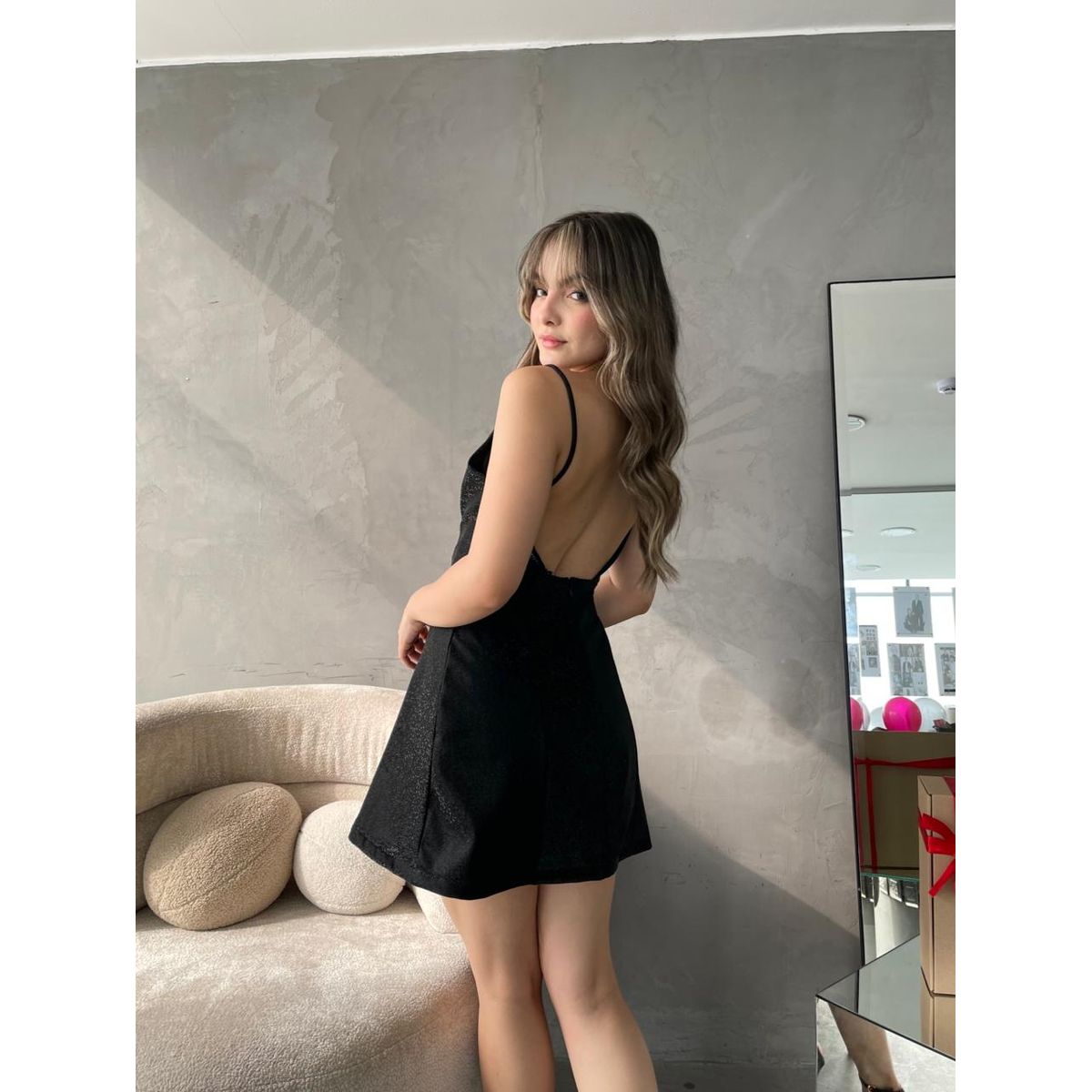 ALLEZ COLLECTION - VESTIDO BRUNELA CON BRILLO ELEGANTE CASUAL - MUJER