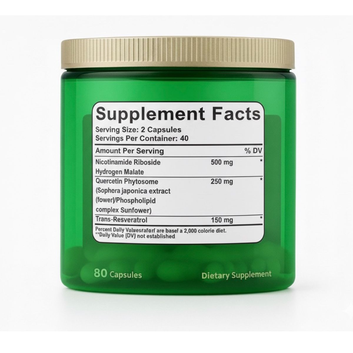 GENERICO - NAD I  Resveratrol I  Nicotinamide /  80 Caps / Premium