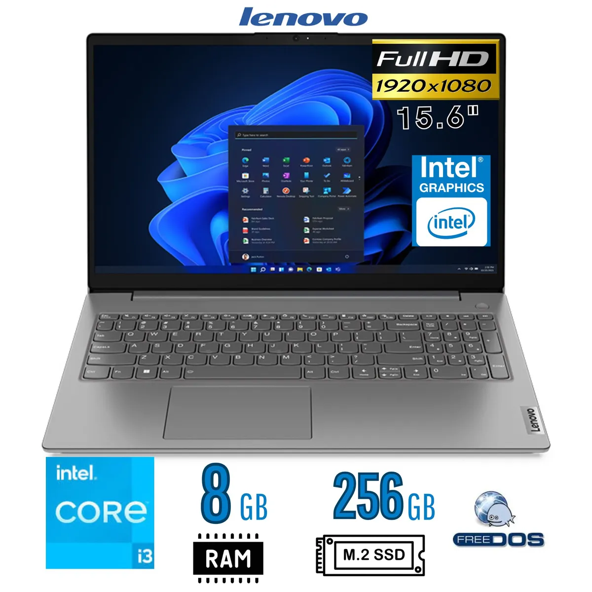 LENOVO - Laptop Lenovo V15 G4 IRU, intel core i3 13va Gen, Ram 8GB, SSD 256GB, 15.6 FHD, FreeDos