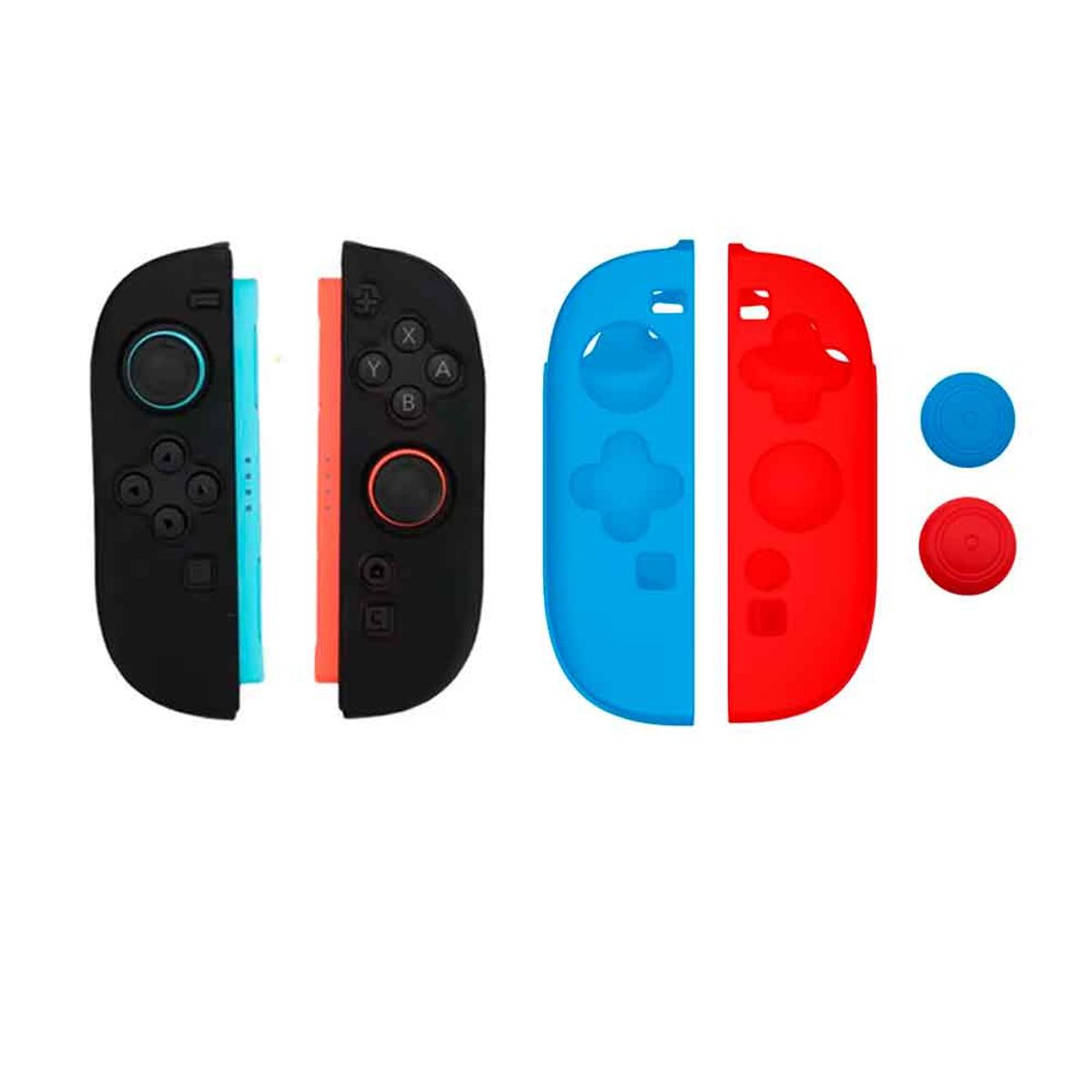 VARIOS - Funda para Joy Cons Switch 2 + 2 Grips Nintendo Switch 2 Protector Rojo/Azul