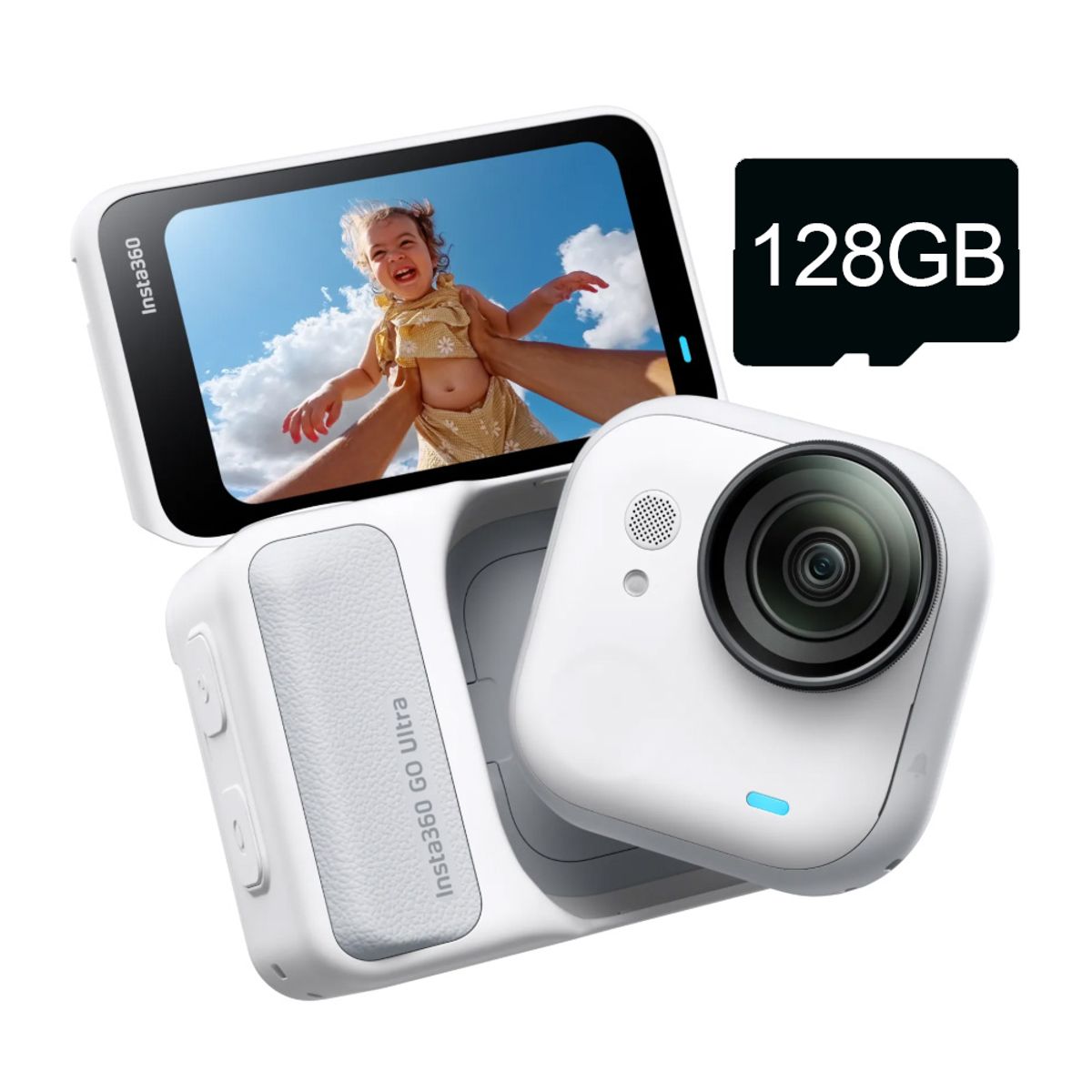 INSTA 360 - Insta360 GO Ultra Paquete estándar Tarjeta micro SD de 128 GB - Blanco Ártico