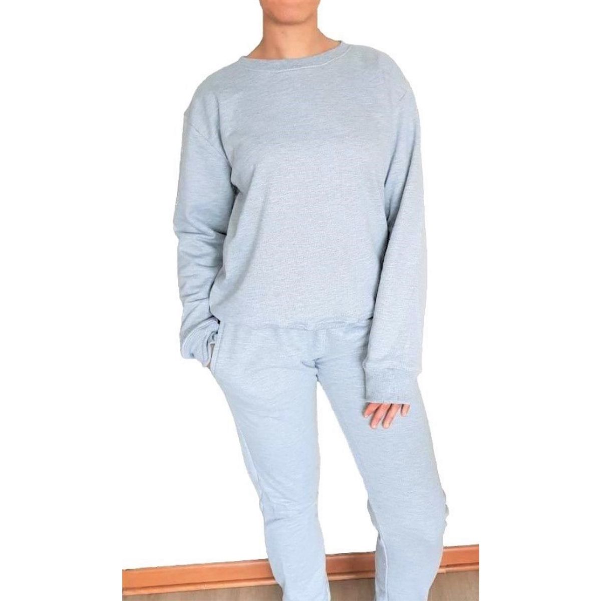 GENERICO - Conjunto Buzo - Polera y Pantalón Jogger - Plomo Melange