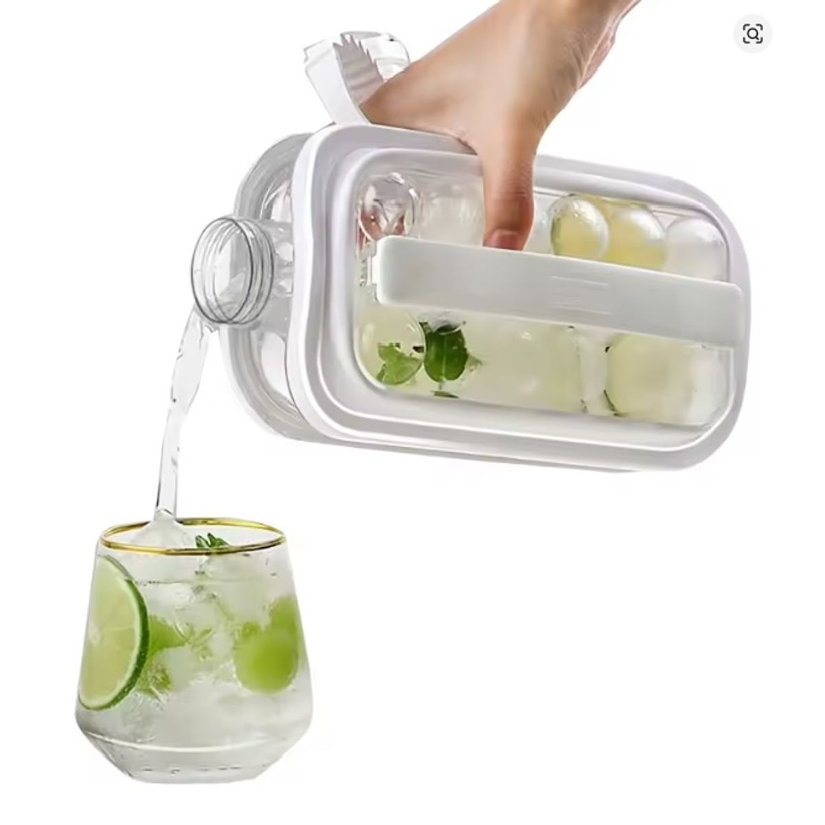 GENERICO - HIELERA BOTELLA PORTÁTIL MOLDE PARA HIELOS REDONDOS CON TAPA HERMÉTICA 17 ESFERAS DE HIELO