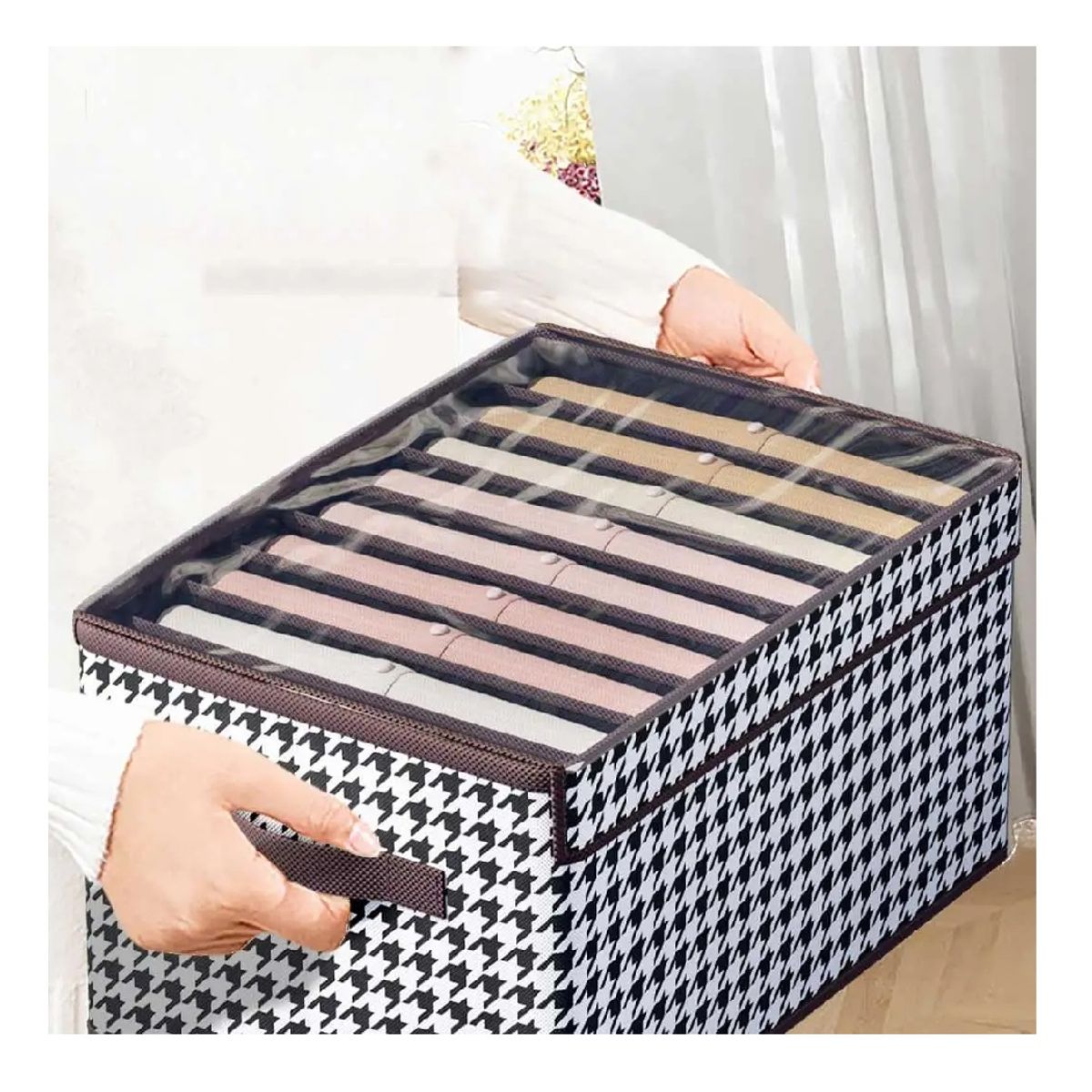 GENERICO - Organizador de Ropa Plegable con Tapa y Divisiones