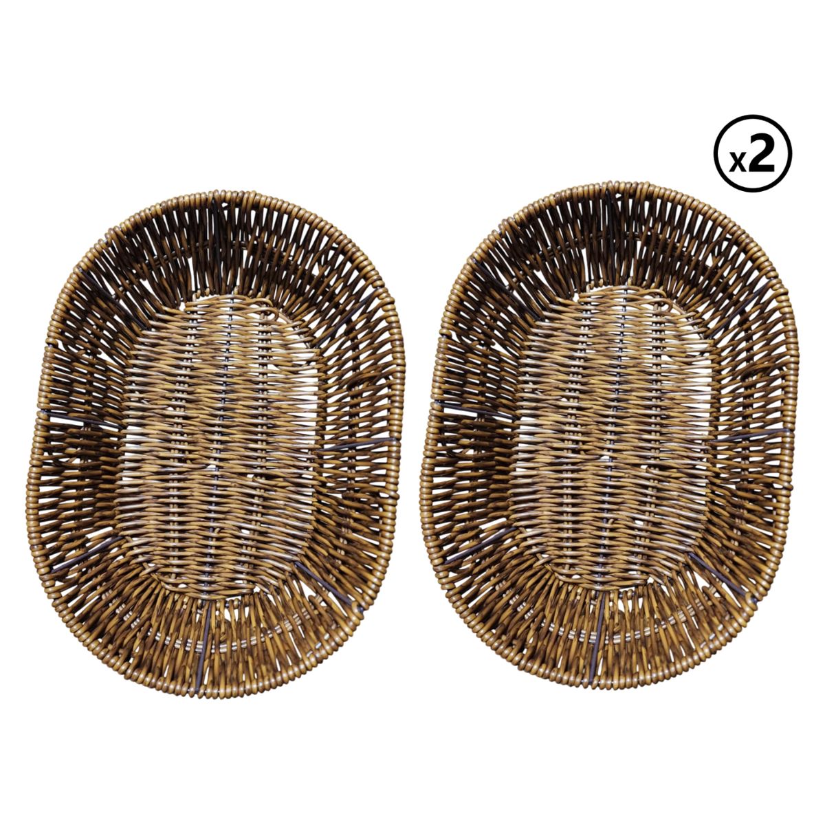 GENERICO - Pack 2 Paneras Ovalada de Plástico tipo mimbre