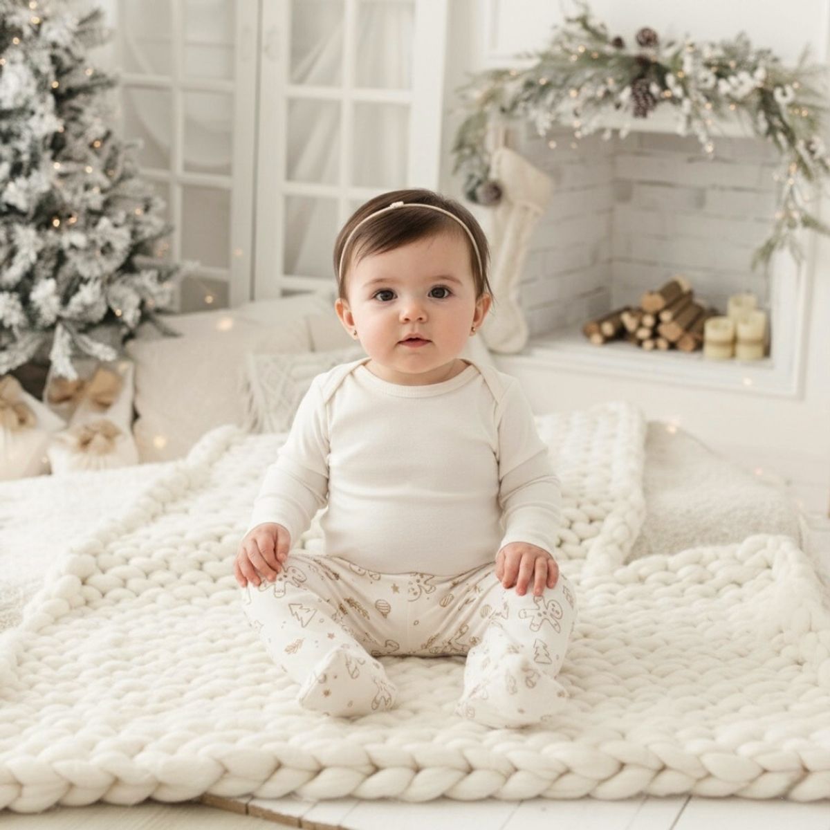 ECOBEBE - Pantalón Bebé Navidad Ginger Cookies 100% Algodón Orgánico