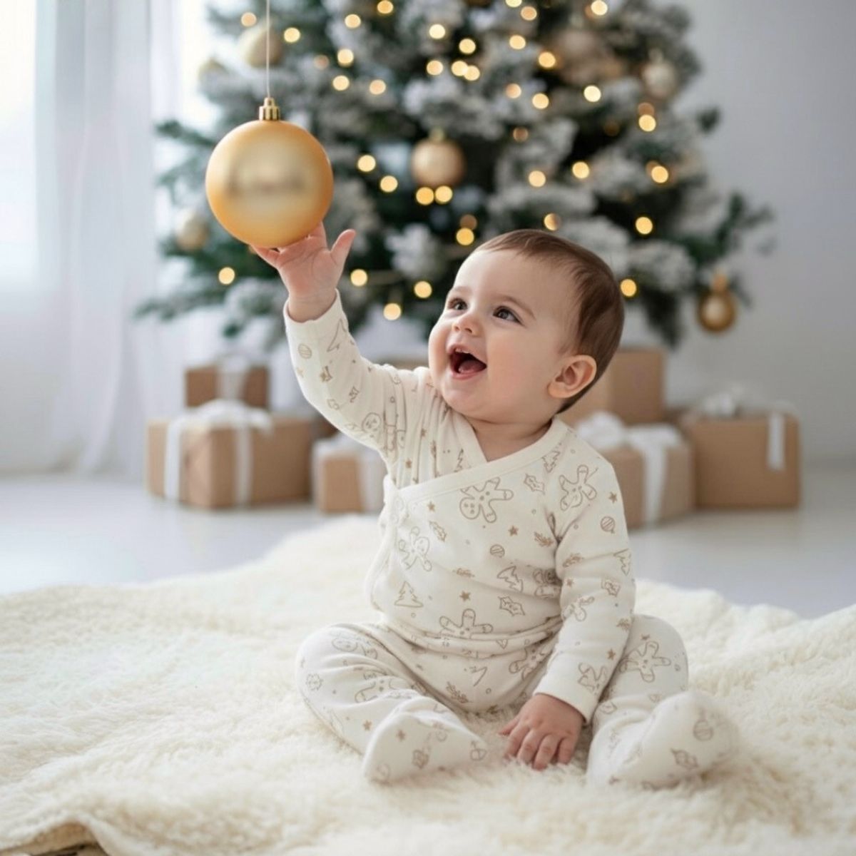 ECOBEBE - Chaqueta Bebé Navidad Ginger Cookies 100% Algodón Orgánico