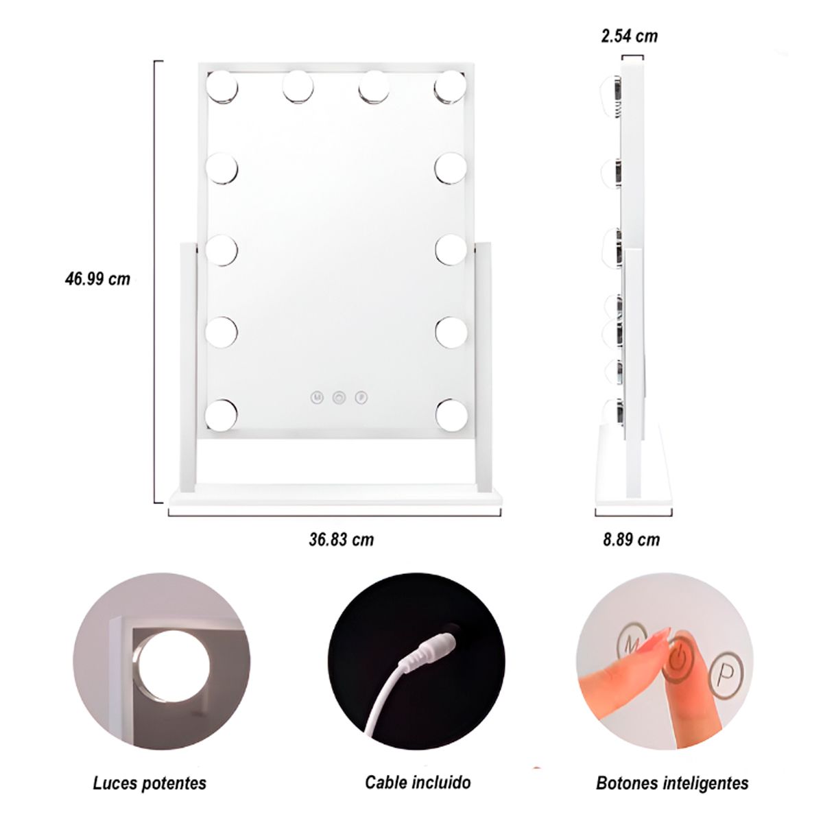 GENERICO - ESPEJO DE MAQUILLAJE DE TOCADOR HOLLYWOOD CON LUCES