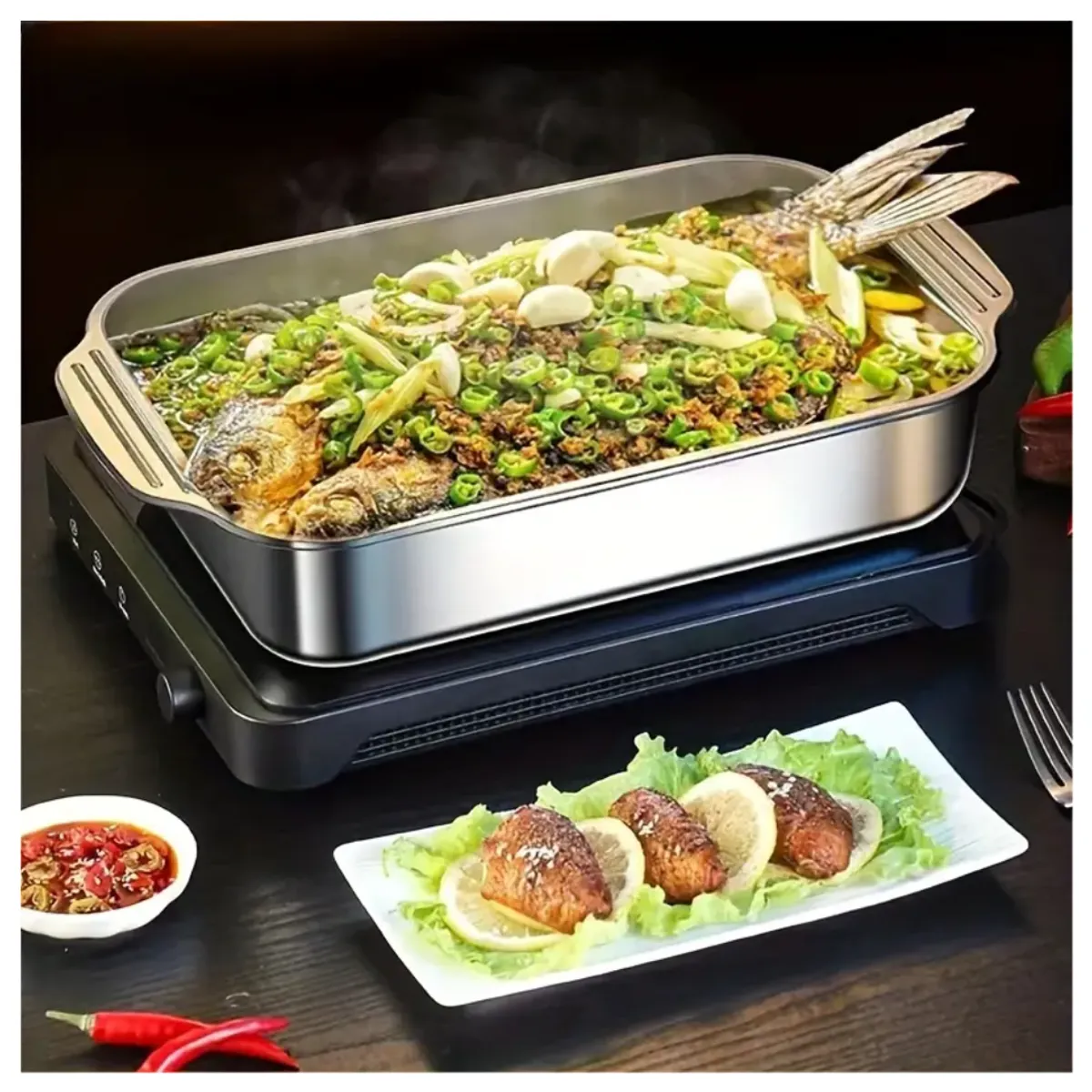 GENERICO - BANDEJA DE ACERO INOXIDABLE 41x24x8 CM