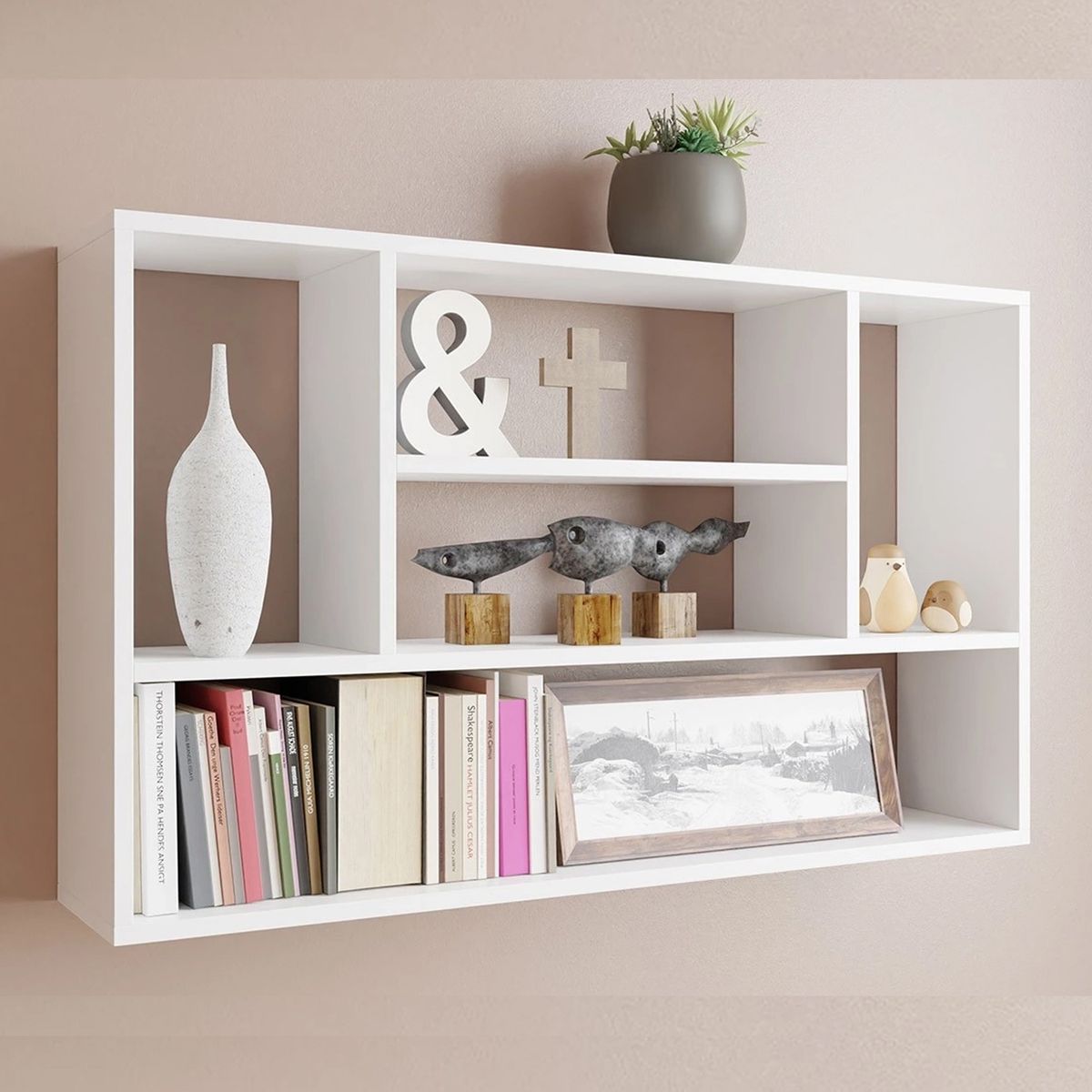 GENERICO - Repisa Flotante Melamina Cubo 100x60 + 1 Repisa Decorativa de Regalo