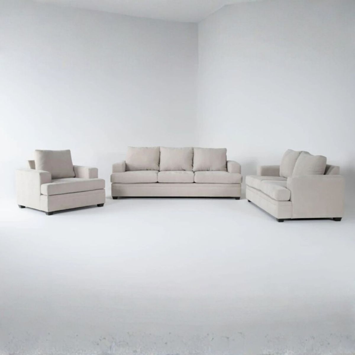 GENERICO - Juego de Sala Bonaterra 3-2-1 en Tela Chenille Antifluido con 4 Cojines Decorativos