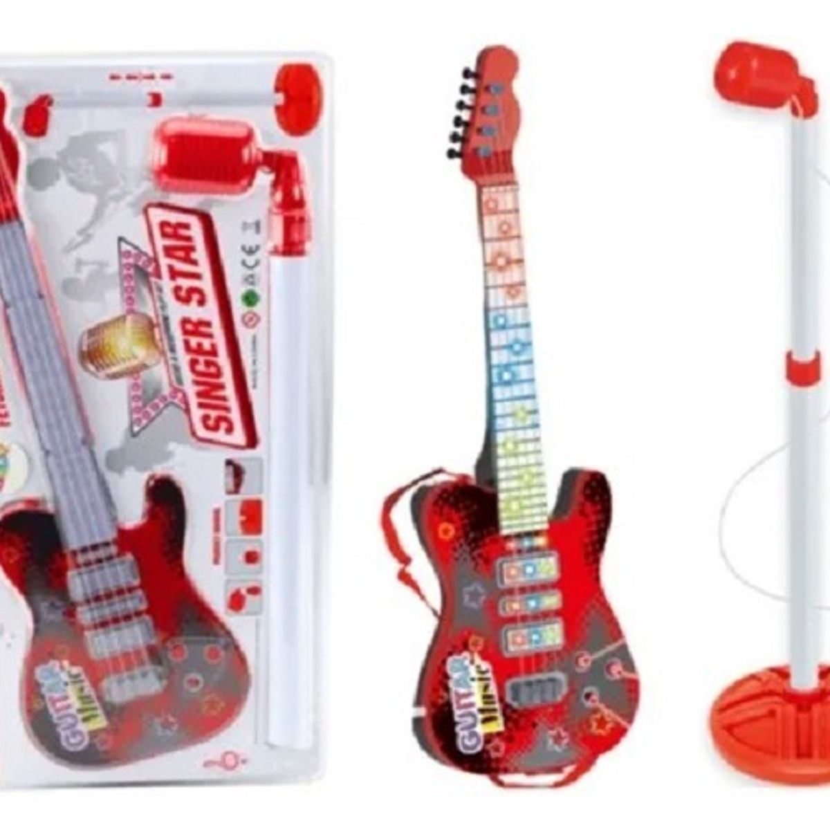 GENERICO - MINI GUITARRA JUGUETE CON MICRO ROJO-GENERICO