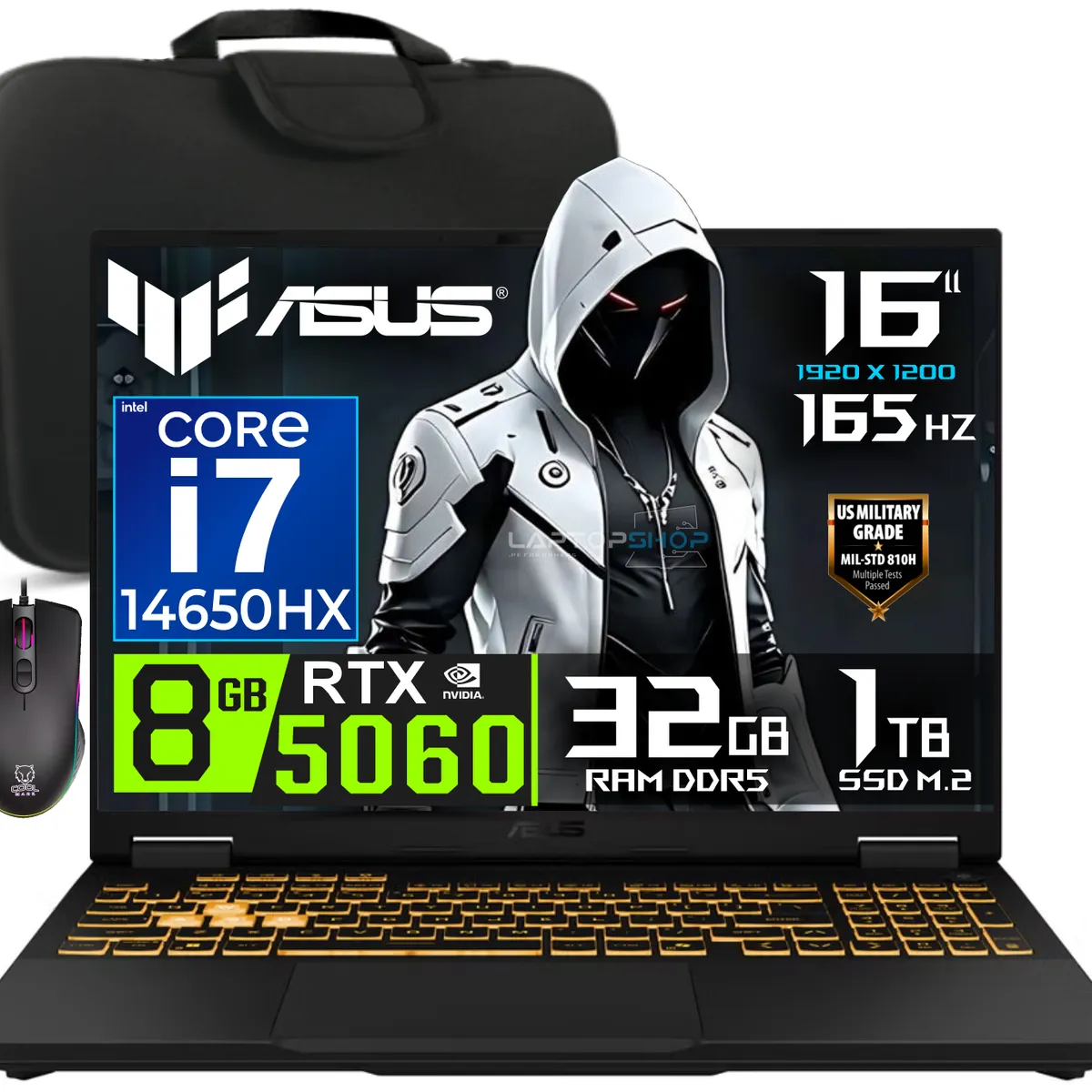 ASUS - Laptop Asus TUF Gaming F16 2025 Intel Core i7 14650HX RAM 32GB SSD 1TB RTX 5060 16"  WUXGA 165HZ