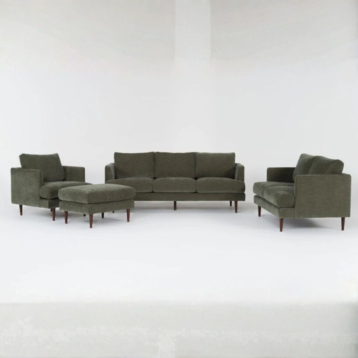 GENERICO - Juego de Sala Marques 3-2-1 + Banqueta en Tela Chenille Antifluido con 6 Cojines Decorativos