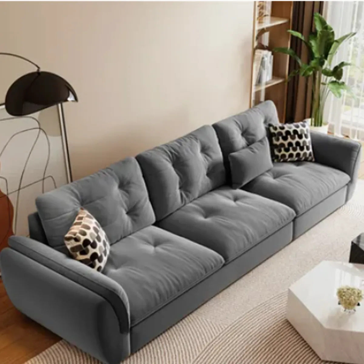 VENTITAS HOME - Sofá 3 Cuerpos Galiana Venttias Home Color Gris Oscuro