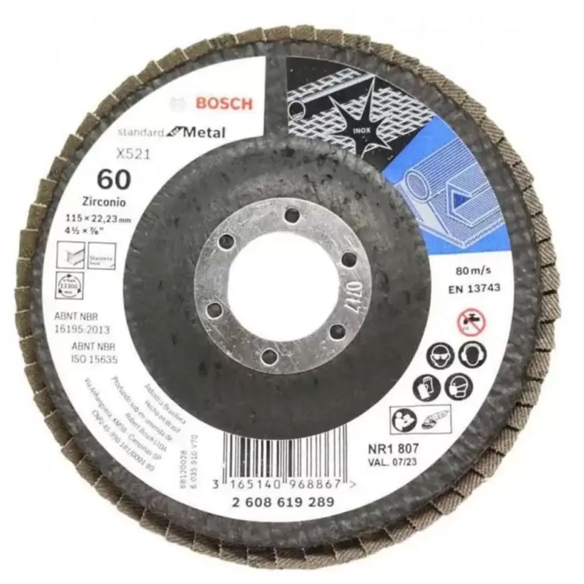 BOSCH - Disco Flap Bosch X521 4.1/2" Grano 60 - Gris