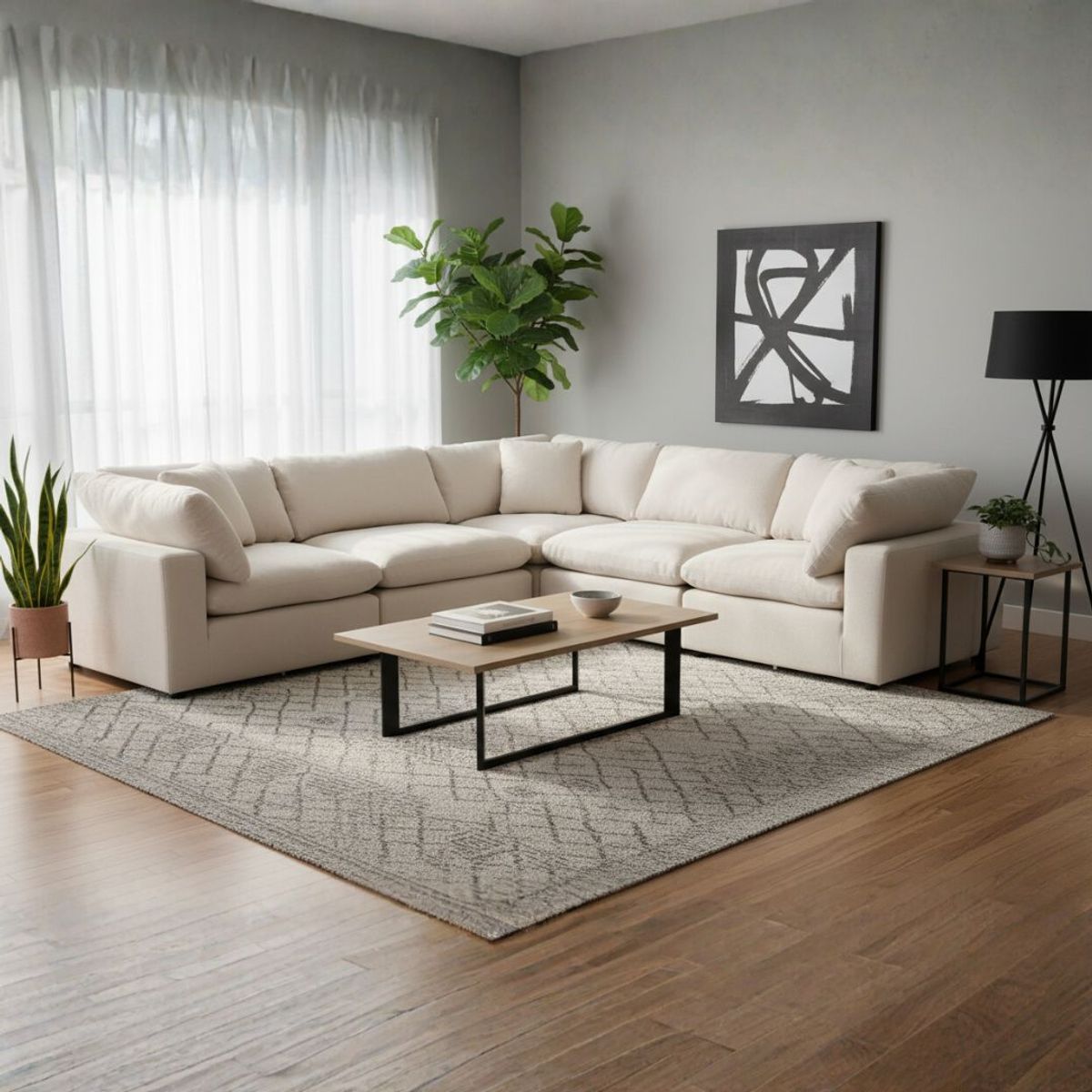 GENERICO - Seccional Madrid en Tela Chenille Antifluido con 4 Cojines Decorativos