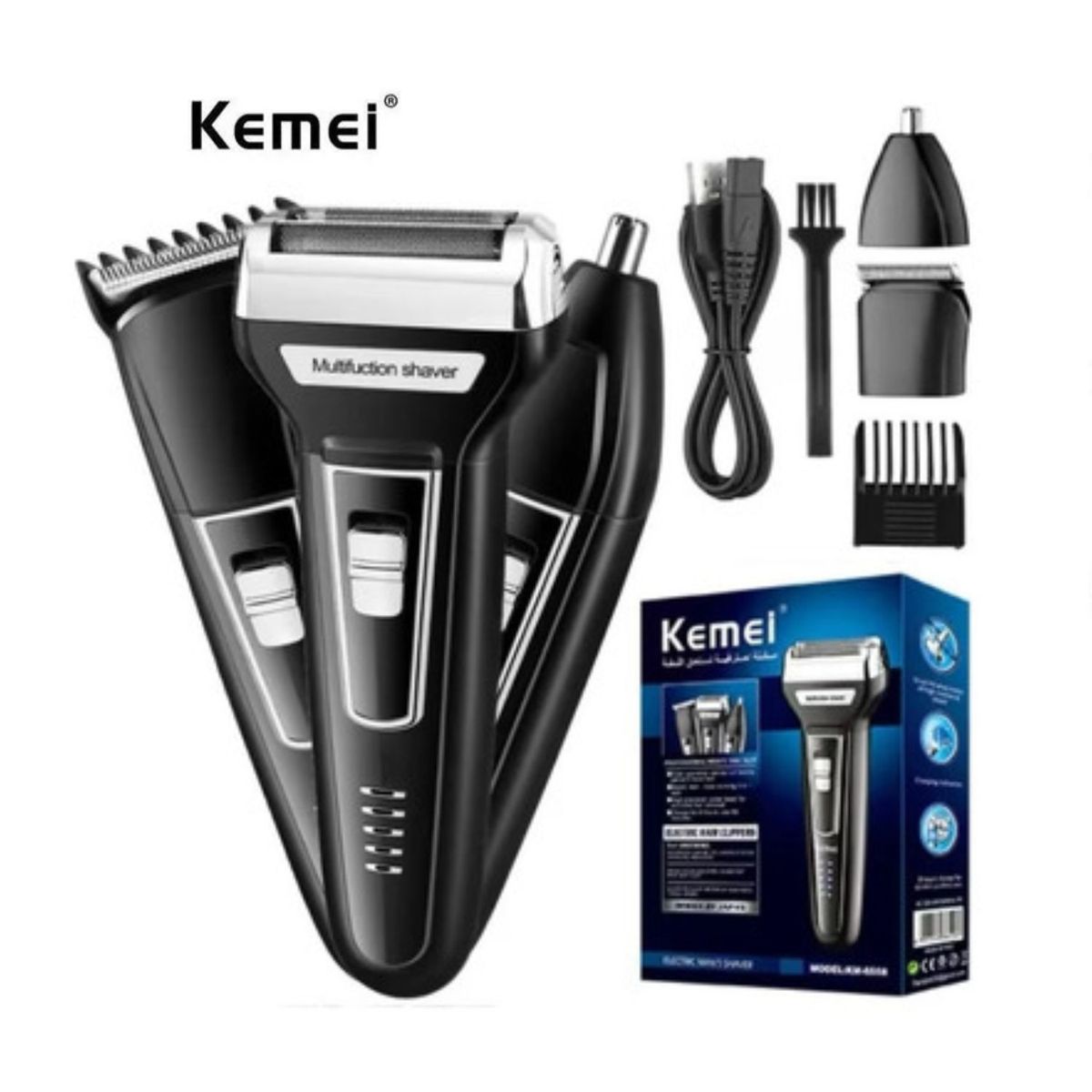 KEMEI - Cortador De Cabello Afeitado Nariz  3en1- KEMEI