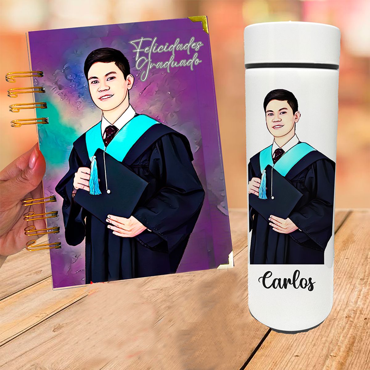 M MATIX SHOP - Matix Regalo Personalizado - Graduación - Libreta + Termo Digital - Cumpleaños