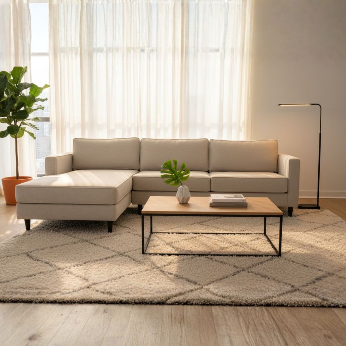 GENERICO - Seccional Calais Izquierdo en Tela Chenille Antifluido con 3 Cojines Decorativos