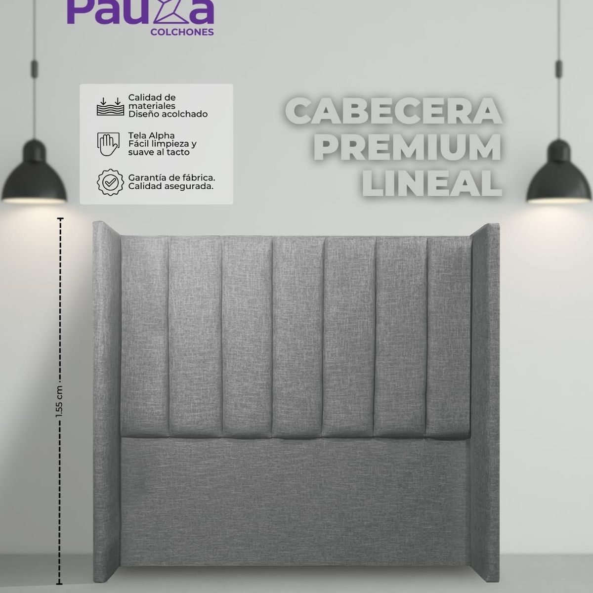 PAUZA - CABECERA PAUZA PREMIUM LINEAL KING MARRON