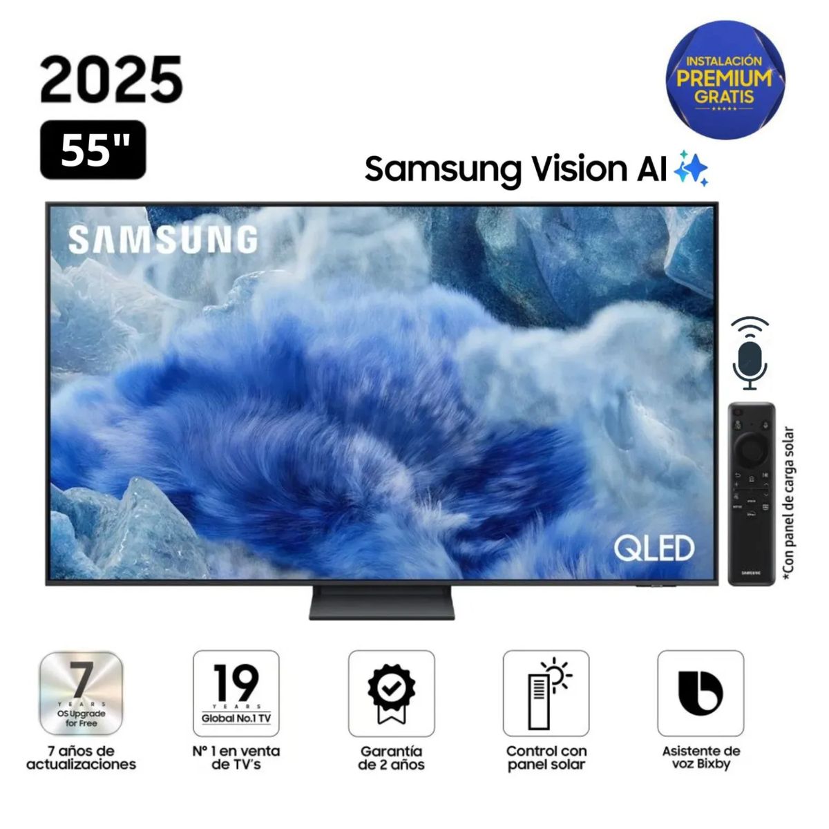 SAMSUNG - Televisor Samsung QLED 55" Visión AI Smart TV QN55Q8FAAGXPE - Nuevo 2025