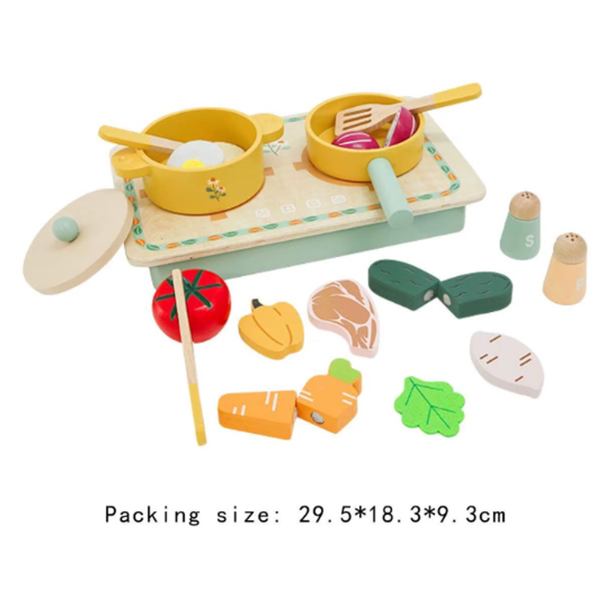 GENERICO - Juguete Didactico Set de Cocina con Ollas de Madera