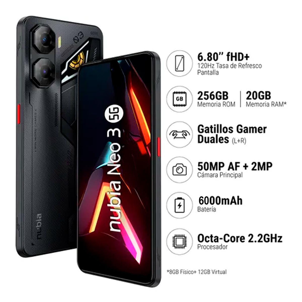 Smartphone Nubia Neo 3 5G 8GB 256GB Negro, marca ZTE - Foto 2