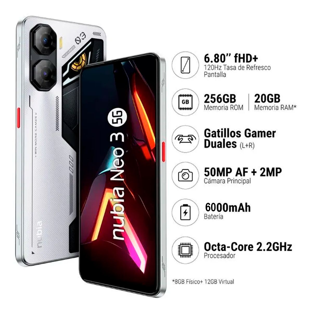 ZTE - Smartphone Nubia Neo 3 5G 8GB 256GB Silver