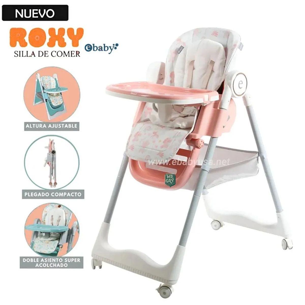EBABY - Silla de comer Plegable doble asiento Roxy Melon