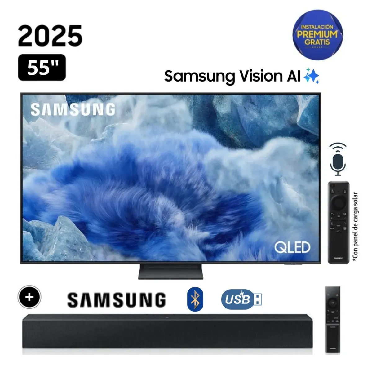 SAMSUNG - Televisor Samsung QLED 55 Visión AI Smart TV QN55Q8F + Soundbar HW-B400F