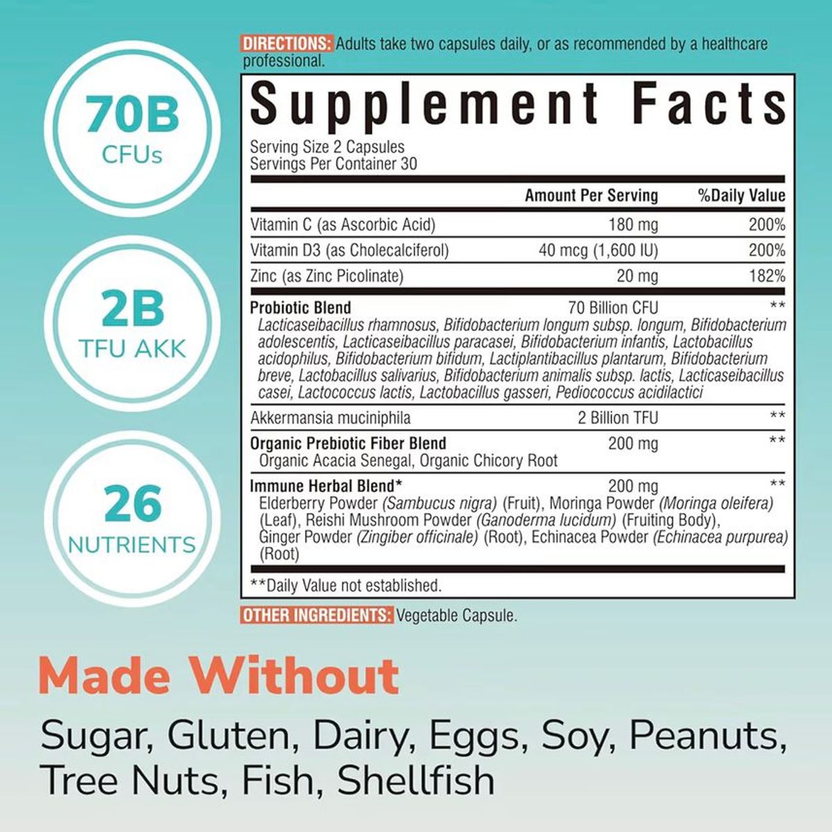 GENERICO - Inmune Support Probiotics y Prebiotics - 60 capsulas